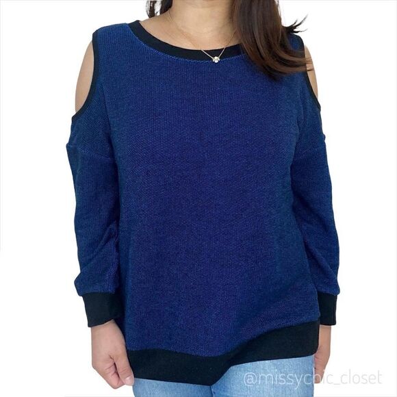 Sanctuary Size Large Cold Shoulder Tweed Sweater - Picture 2 of 13